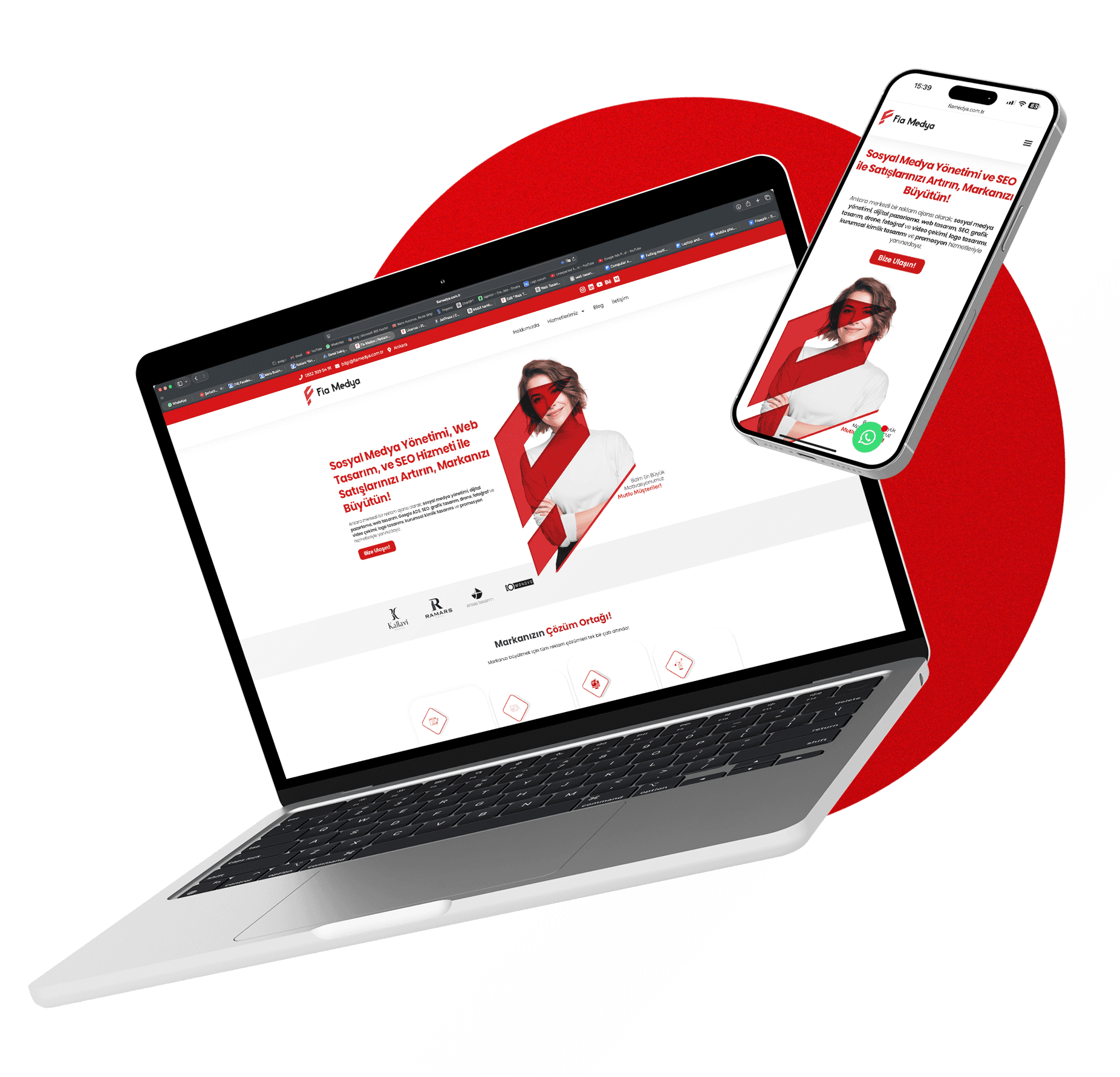 Fia Medya web tasarım örneği - masaüstü ve mobil görünüm